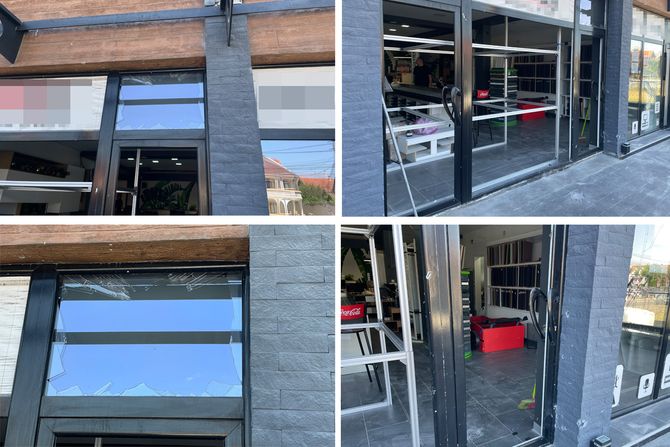 Snažna eksplozija u Borči: Bačena bomba na lokal, geleri izrešetali izlog - Palanka info
